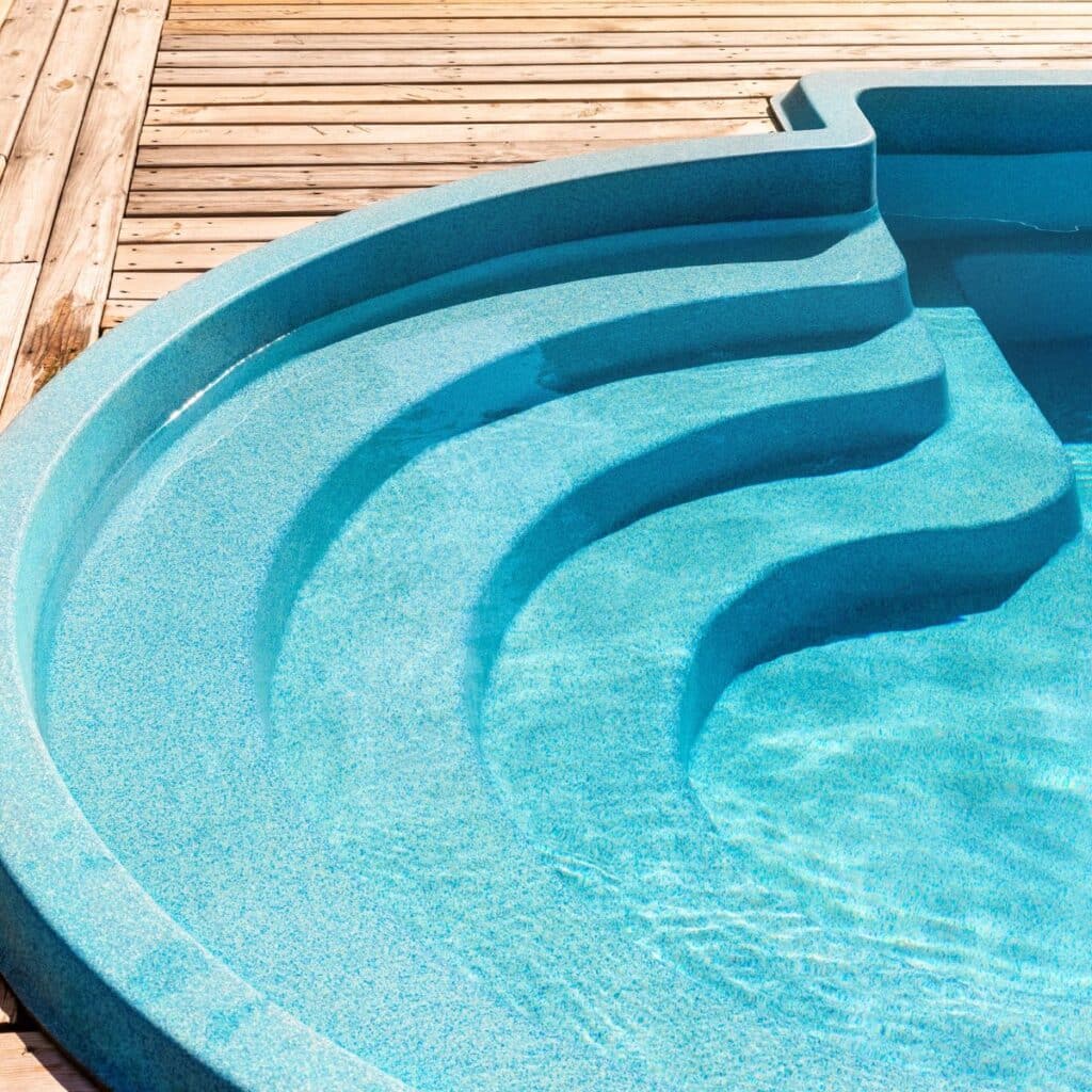 fiberglass pool in blue