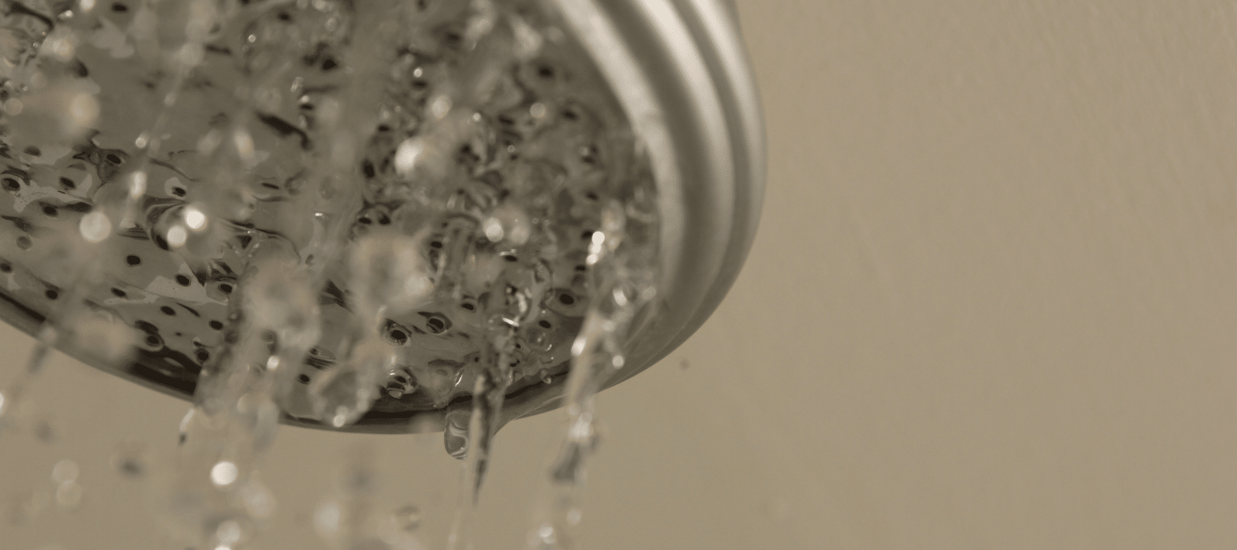 closeup of a showerhead with water coming out of it